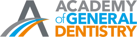 Logo of the Academy of General Dentistry featuring stylized A with blue and orange swooshes.