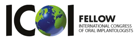 Logo of the International Congress of Oral Implantologists with a globe and bold text ICOI Fellow