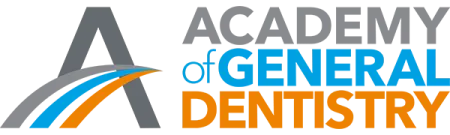 Logo of the Academy of General Dentistry featuring a stylized letter A with blue, gray, and orange accents.
