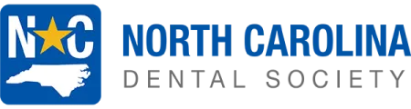 North Carolina Dental Society logo with state outline and star inside blue square