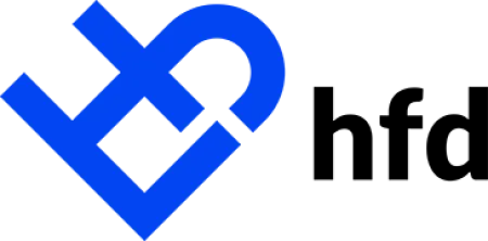 Blue abstract logo combining the letters E and P in a modern geometric design.