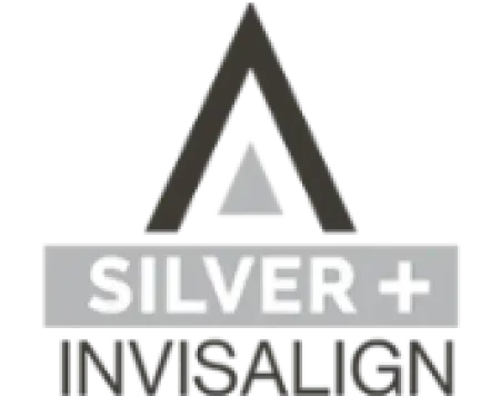 Silver Plus Invisalign logo with a stylized triangle above the brand name on a transparent background