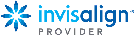 Invisalign Provider logo with blue stylized star and text in blue and gray colors on white background