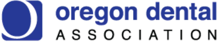 Oregon Dental Association logo with a blue circular icon and bold blue and black text.