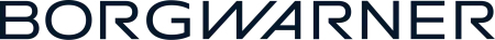 BorgWarner logo in dark blue with stylized, connected letters on a white background