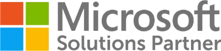 Microsoft Solutions Partner logo with colorful square icon and gray text on a white background.