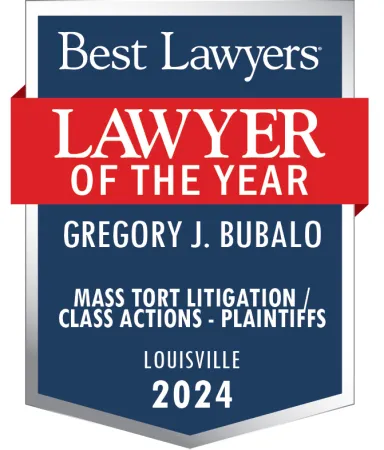 Best Lawyers Lawyer of the Year 2024 award for Gregory J. Bubalo in mass tort litigation and class actions plaintiffs Louisville.