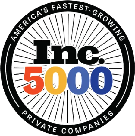 Inc. 5000 logo highlighting America’s fastest-growing private companies with colorful numbers and black text