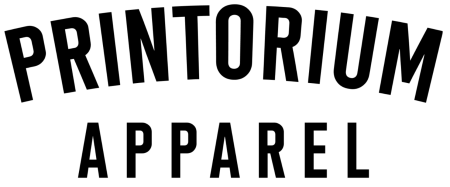 White text logo of Printorium Apparel in bold font on transparent background.
