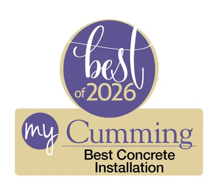Best of 2026 award logo for My Cumming Best Concrete Installation in purple and beige colors.