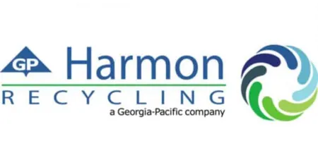 Harmon Recycling logo with green and blue circular design and Georgia-Pacific company text