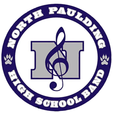 North Paulding High School Band logo with a large gray letter N and a navy blue treble clef on white background