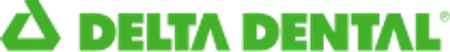 Green Delta Dental logo with triangular icon and bold text on a white background.