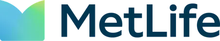 MetLife logo with stylized M icon in blue and green gradient beside dark blue text MetLife