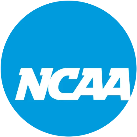 NCAA logo with bold white letters on a solid blue circular background