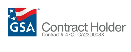 GSA logo with American flag design and text Contract Holder with contract number 47QTCA23D008X