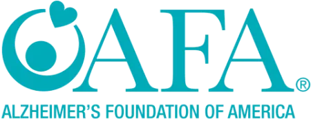Logo of the Alzheimer's Foundation of America with AFA acronym and heart design in teal.