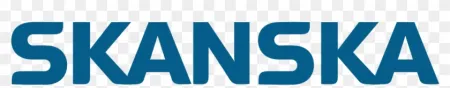 Blue Skanska company logo on a transparent background