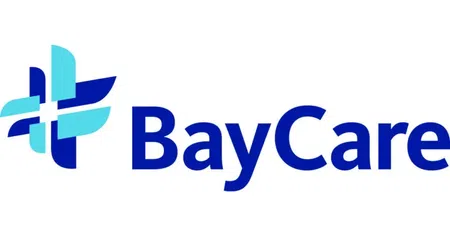 BayCare logo with blue and light blue interlocking shapes forming a cross next to bold blue text.
