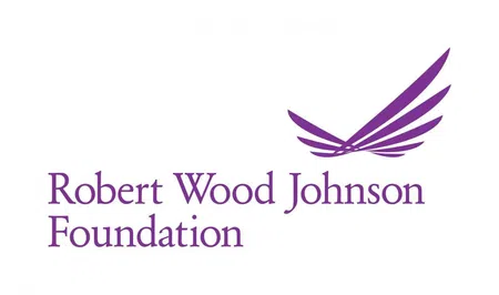 Robert Wood Johnson Foundation logo with purple stylized wing graphic and foundation name on white background