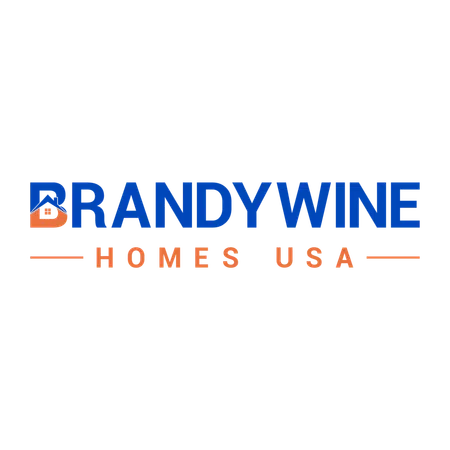 Brandywine Homes USA logo with blue and orange text and a house icon integrated in the letter B.