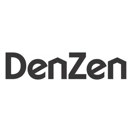 DenZen logo with stylized black text featuring house-shaped letters on a white background.