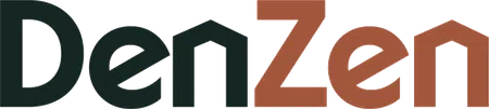 DenZen logo with black and brown colored modern typography on a transparent background.