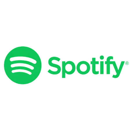 Green Spotify logo featuring three curved lines inside a circle next to the word Spotify on black background