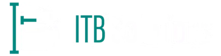 ITB Solutions logo with stylized letters ITB and the word Solutions in modern font on black background