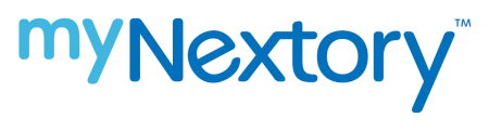 myNextory logo featuring blue gradient text on a white background