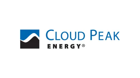 Cloud Peak Energy logo with blue and black mountain peak icon and company name in text.