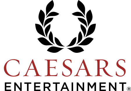 Caesars logo in red serif font on a transparent background