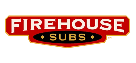 Firehouse Subs logo with bold white and gold text on a red and black badge background