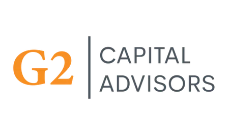 G2 Capital Advisors logo featuring orange and gray text on a transparent background