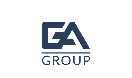 GA Group logo with stylized letters GA in blue above the word GROUP on a transparent background
