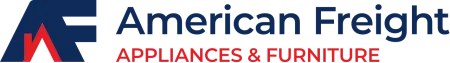 American Freight logo with stylized AF and text Appliances & Furniture in red and blue