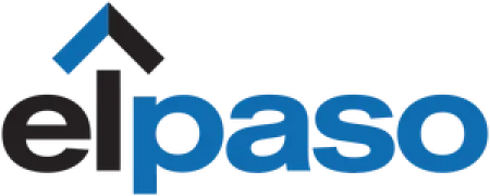 El Paso logo with a stylized black and blue house roof above the letter e and bold blue text.
