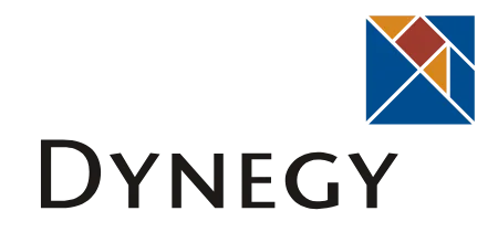 Dynegy logo with a geometric design featuring blue, orange, and red shapes forming a square.