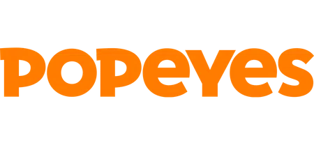 Popeyes logo in bold orange letters on a transparent background