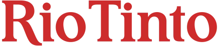 Red Rio Tinto logo with serif font on transparent background