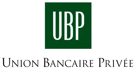 UBP logo with white letters on dark green square background