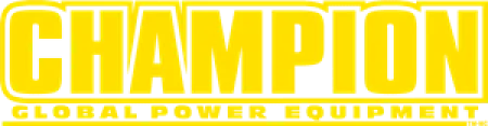 Champion Global Power Equipment logo featuring bold yellow text on a black background.