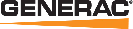 Generac logo featuring bold text and an orange triangular graphic element.
