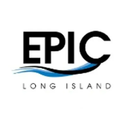 Epic Long Island logo with stylized blue wave beneath bold black letters EPIC