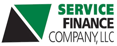 Logo of Service Finance Company LLC with green and black triangular design and bold text.