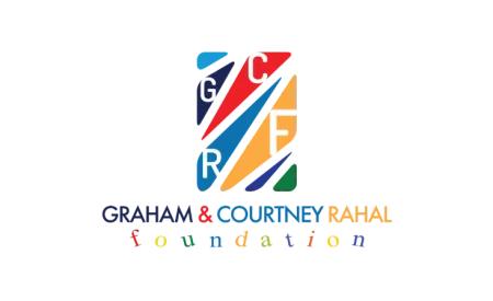 Colorful geometric logo with letters G, C, R, F and text Graham & Courtney Rahal Foundation below