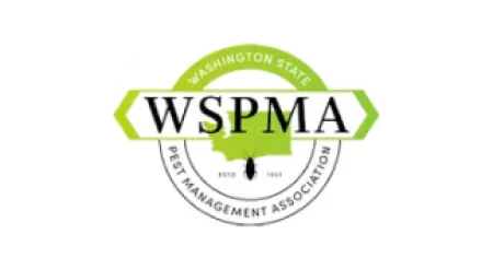 Washington State Pest Management Association logo with green state outline and black insect silhouette