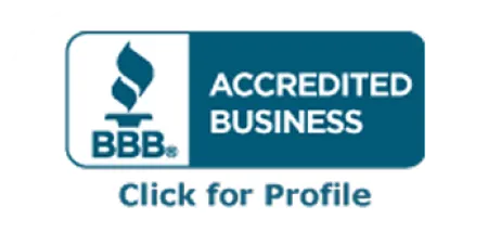 Better Business Bureau BBB Accredited Business logo with Click for Profile call to action