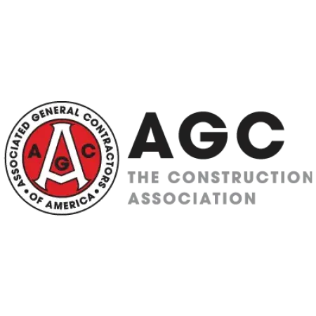 Logo of the Associated General Contractors of America featuring a red and white emblem with AGC text and tagline.