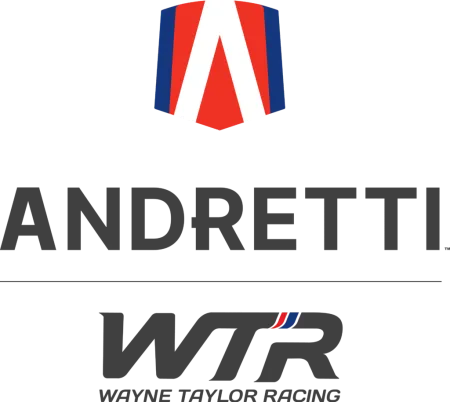 Andretti Wayne Taylor Racing WTR logo with red, white, and blue emblem above bold text.